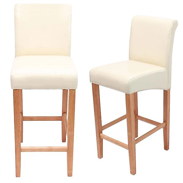 PROREGAL 2er-Set Barhocker Gepolstert Mit Lehne Sitzhöhe 75cm Holz Creme He günstig online kaufen
