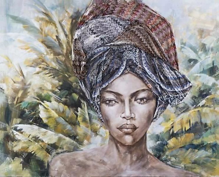 La Casa di Caesar Wandbilder & -deko Ölbild African Lady mit Kopftuch 120 x günstig online kaufen