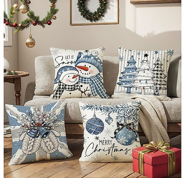 Coonoor Kissenbezug Weihnachtsdekoration Kissenbezüge 45 x 45 cm, (4 Stück) günstig online kaufen