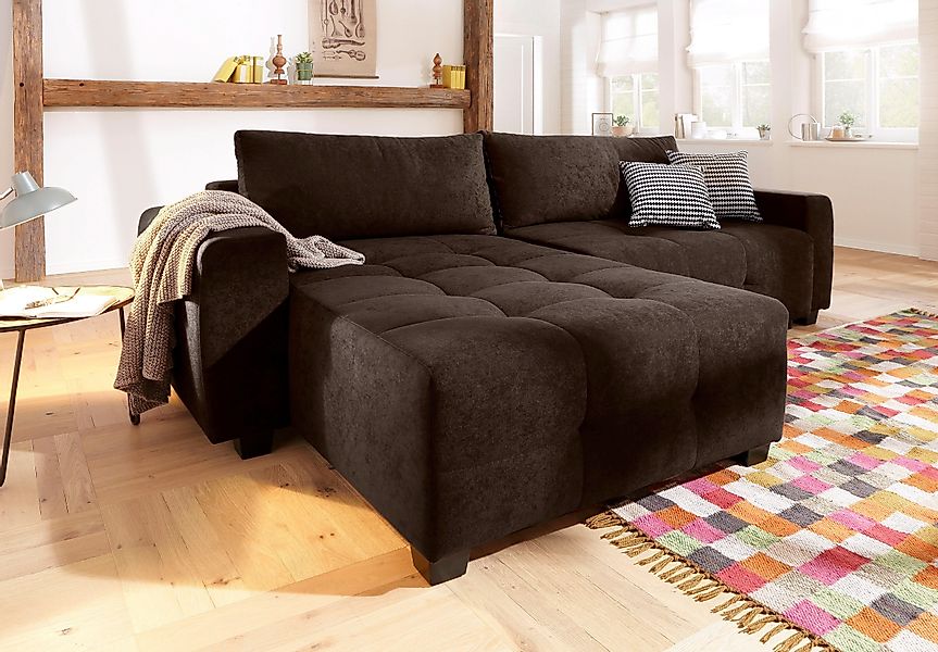 Home affaire Ecksofa "Bella L-Form, B: 254 cm", mit 2 Zierkissen, optional günstig online kaufen