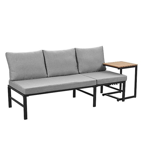 Veepeak Sofa Gartenmöbel Set, Outdoor Sofa, 3-Sitzer Sofa mit Tisch, Grau günstig online kaufen