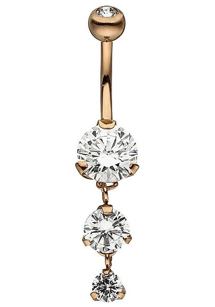 JOBO Bauchnabelpiercing, Edelstahl roségoldfarben 4 Zirkonia günstig online kaufen