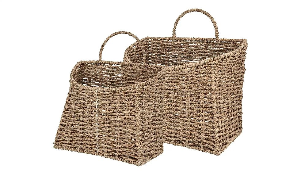 Hänge-Aufbewahrungskorb  2er Set   ¦ braun ¦ Metall,Seegras ¦ Maße (cm): B: günstig online kaufen
