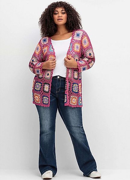sheego by Joe Browns Strickjacke Cardigan Langarm in Häkeloptik, mit Croche günstig online kaufen