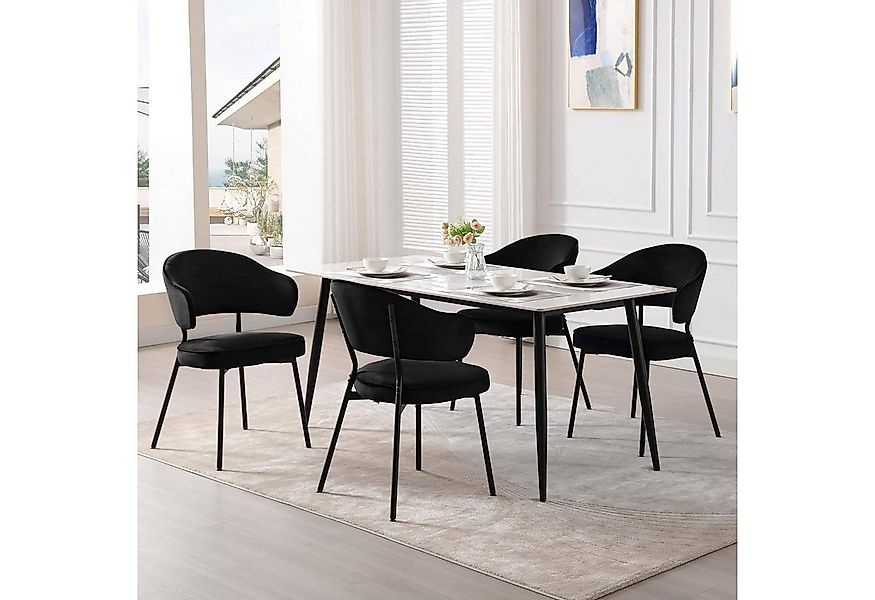 Woltu 4-Fußstuhl (Set, 6 St), mit Rückenlehne Armlehnen Metallbeinen günstig online kaufen