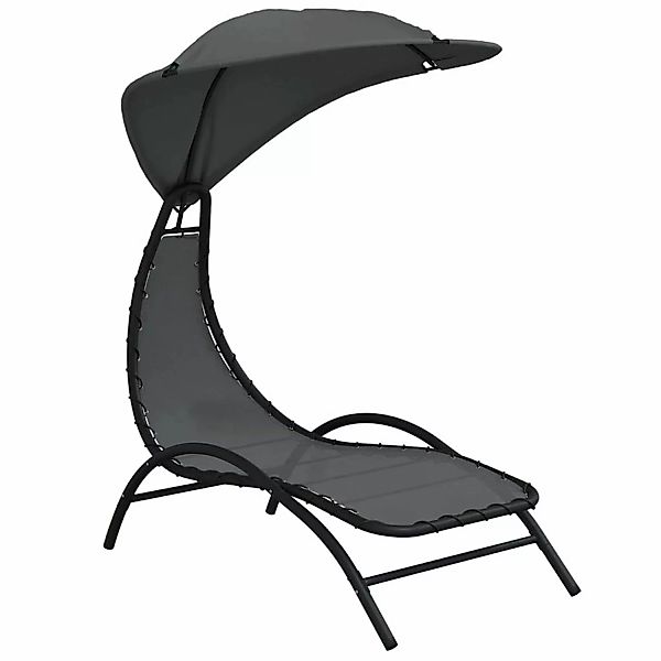 vidaXL Gartenliege Sonnenliege mit Dach Dunkelgrau günstig online kaufen