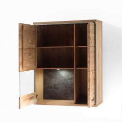 Wohnzimmer Wandvitrine mit Asteiche furniert 120 cm hoch günstig online kaufen