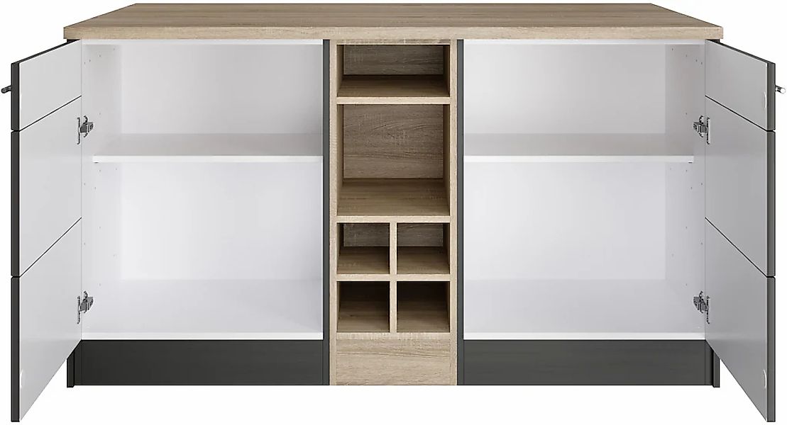 KOCHSTATION Kücheninsel "KS-Wien" Breite 153 cm, MDF-Fronten, Flaschenregal günstig online kaufen