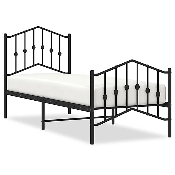 vidaXL Bettgestell, Bettrahmen mit Kopf- und Fußteil Metall Schwarz 75x190 günstig online kaufen