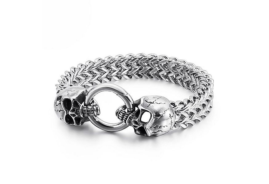 UNIQAL.de Edelstahlarmband Panzerarmband Herren "SILVER SKULL" Edelstahlarm günstig online kaufen