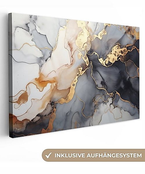 OneMillionCanvasses® Leinwandbild Marmor - Schwarz - Gold - Weiß, Fotodruck günstig online kaufen