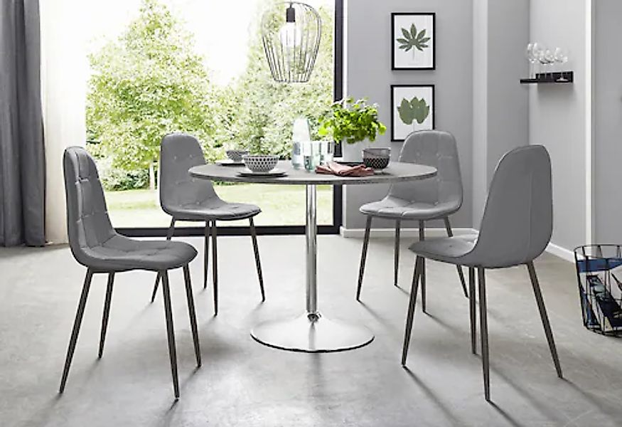 INOSIGN Essgruppe Set, 5 Stk. tlg. mit rundem Tisch im Zement-Optik günstig online kaufen