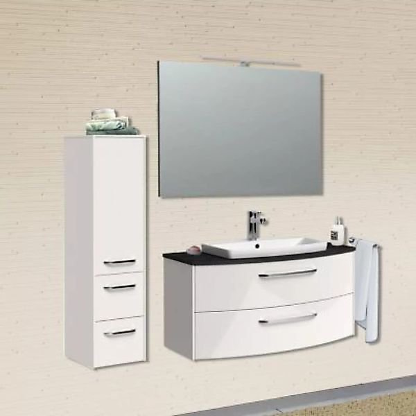 Lomadox Badezimmermöbel abgerundet SEVILLA-66 in weiß Hochglanz inkl. Keram günstig online kaufen