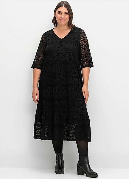 Sheego Jerseykleid Spitzenkleid 3/4-Arm günstig online kaufen