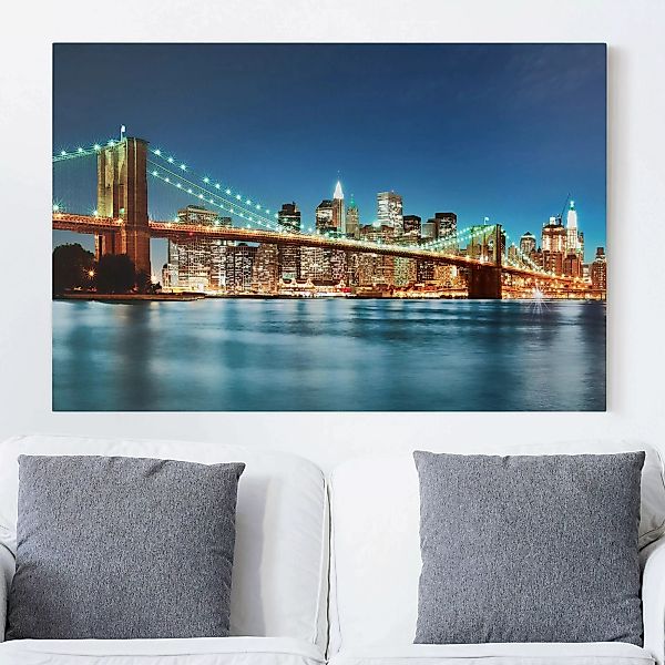 Leinwandbild - Querformat Nighttime Manhattan Bridge günstig online kaufen