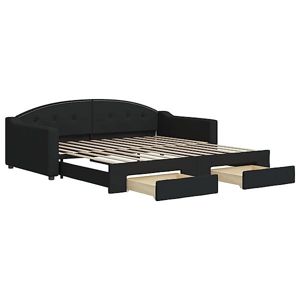 vidaXL Tagesbett Ausziehbar mit Schubladen Schwarz 100x200 cm Stoff1898362 günstig online kaufen