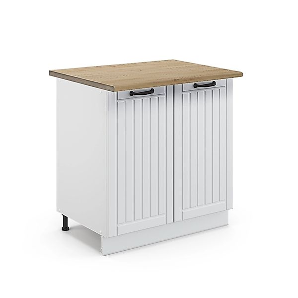 Vicco Unterschrank Fame-Line, Weiß Landhaus/Weiß, 80 cm mit Regal, ohne Arb günstig online kaufen