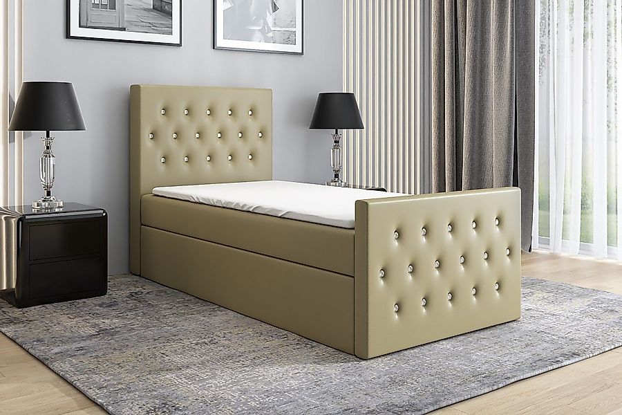 A&J MöbelLand GmbH Boxspringbett Einzelbett LILI mit Bettkasten, Topper und günstig online kaufen