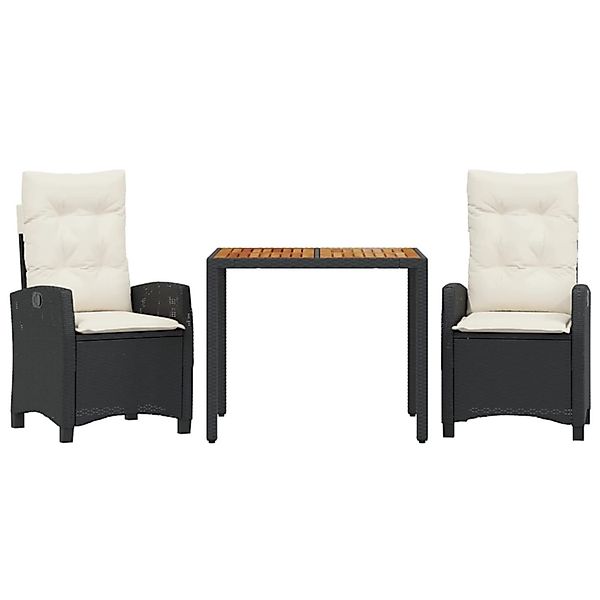 vidaXL 3-Tlg Garten-Essgruppe mit Kissen Schwarz Poly Rattan 3212653 günstig online kaufen
