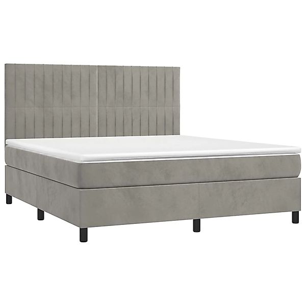 vidaXL Boxspringbett mit Matratze & LED Hellgrau 180x200 cm Samt 3136257 günstig online kaufen