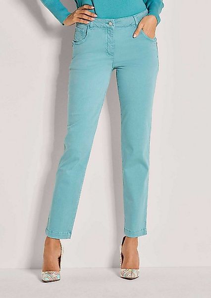 MADELEINE Stoffhose Kurzgröße: Mid Waist Hose in schlanker Form mit Zier-Re günstig online kaufen