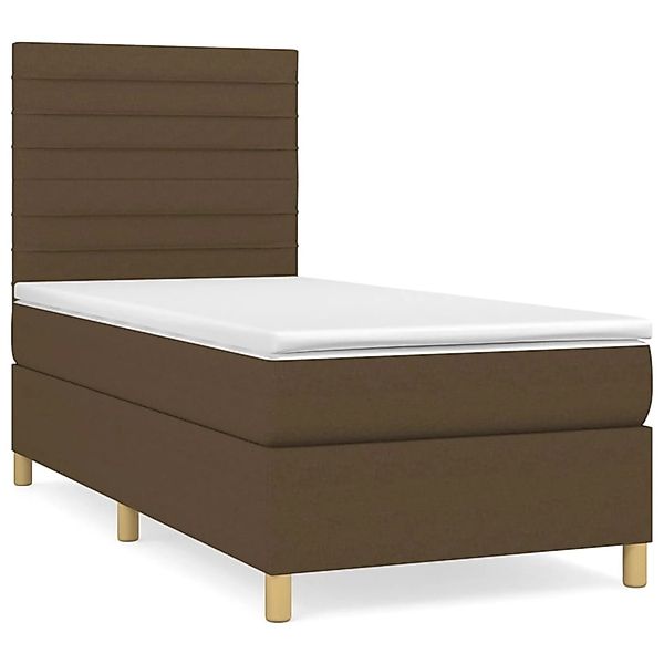 vidaXL Boxspringbett Boxspringbett mit Matratze Dunkelbraun 100x200 cm Stof günstig online kaufen