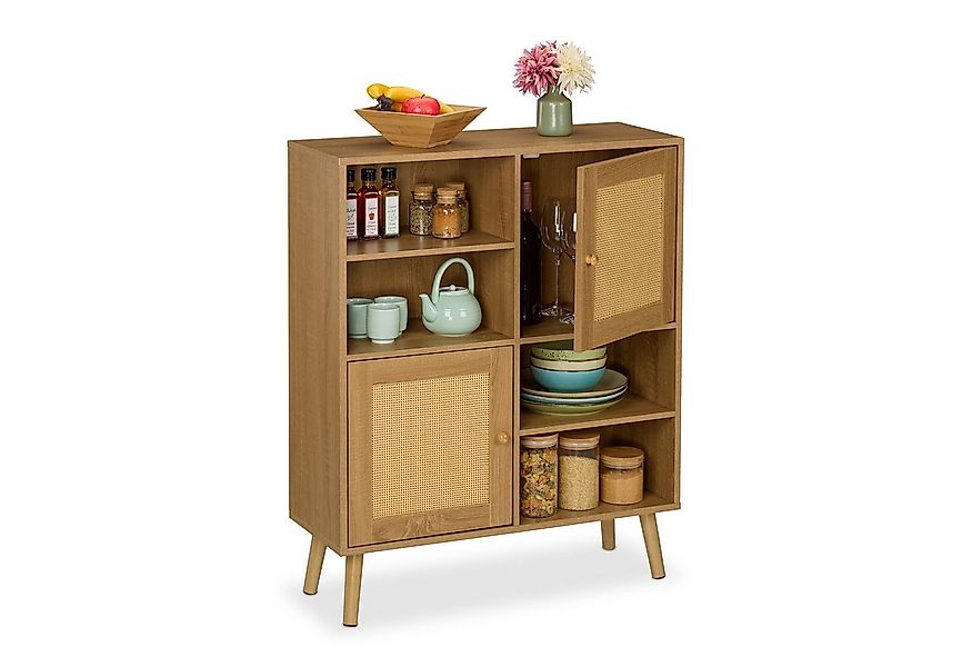 relaxdays Sideboard mit 2 Rattan Türe günstig online kaufen