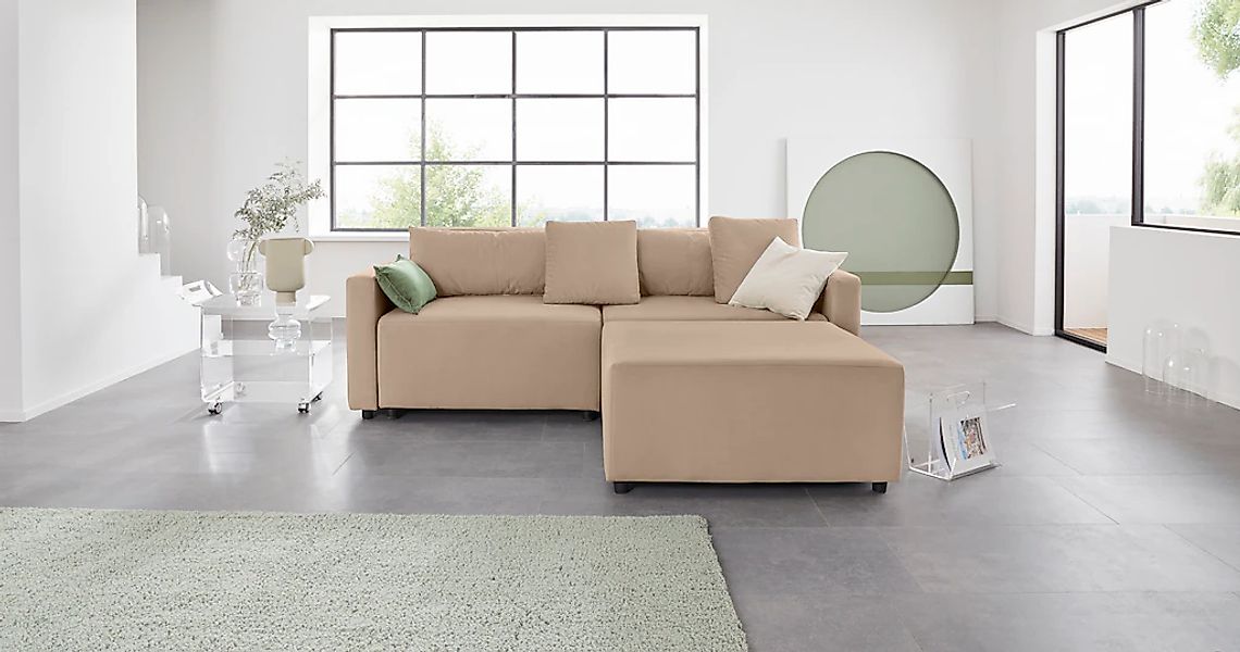 Home affaire Ecksofa "Marva 3tlg. L-Form" beide Armlehnelemente ausziehbar günstig online kaufen