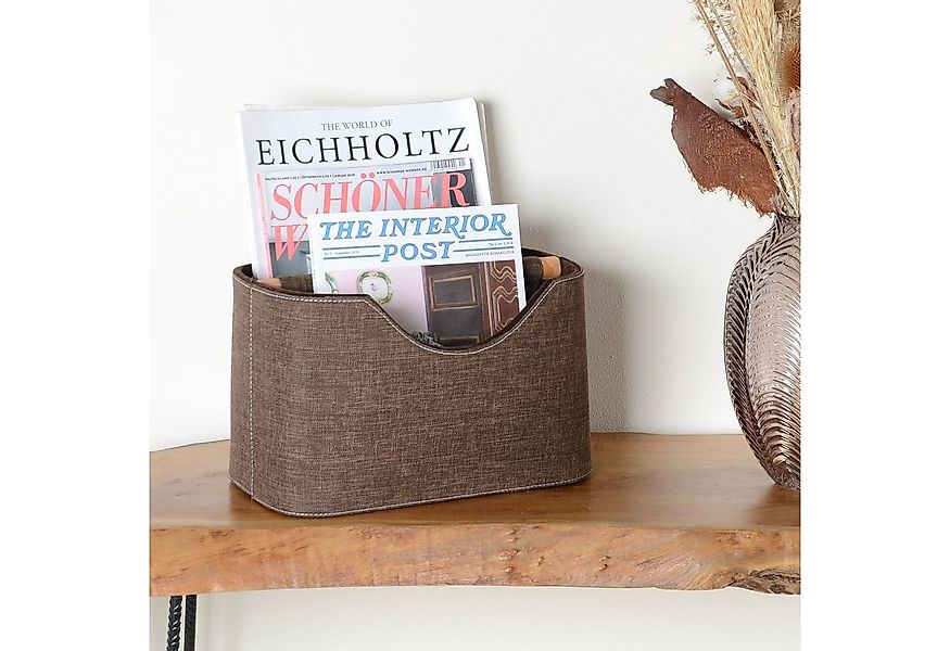 wohnfreuden Aufbewahrungsbox Zeitungsständer aus Stoff mit Teakholz 30 cm d günstig online kaufen