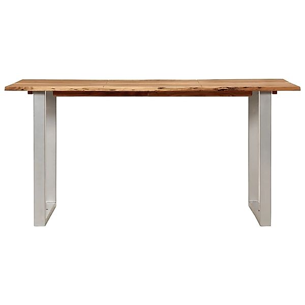vidaXL Esstisch 160x80x76 cm Massivholz Akazie Silbern günstig online kaufen