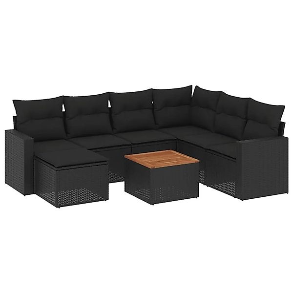 vidaXL 8-Tlg Garten-Sofagarnitur mit Kissen Schwarz Poly Rattan 3224235 günstig online kaufen