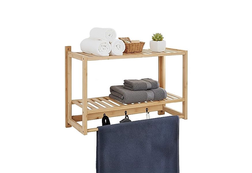 relaxdays Wandregal Bad mit Haken & Handtuchstange günstig online kaufen