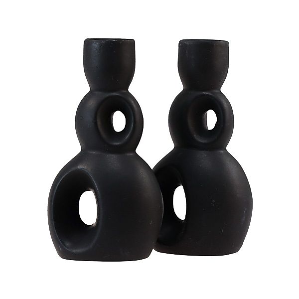 Viana Kerzenhalter Keramik Kerzenhalter Schwarz Modern günstig online kaufen