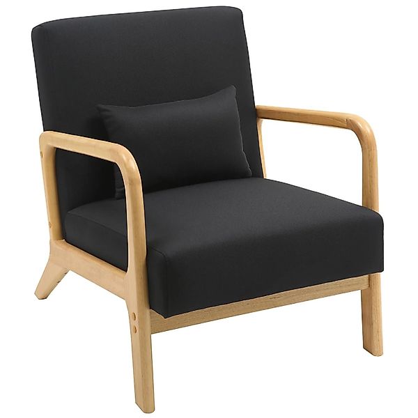 DELUKE Lounger Sessel DUBAI Holz Schwarz 64x80x74cm Loungesessel Wohnzimmer günstig online kaufen