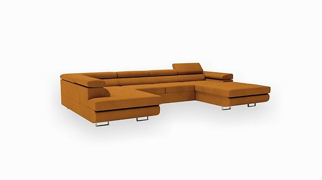 Goldstoff Wohnlandschaft komfortables Ecksofa mit Schlaffunktion, geräumige günstig online kaufen