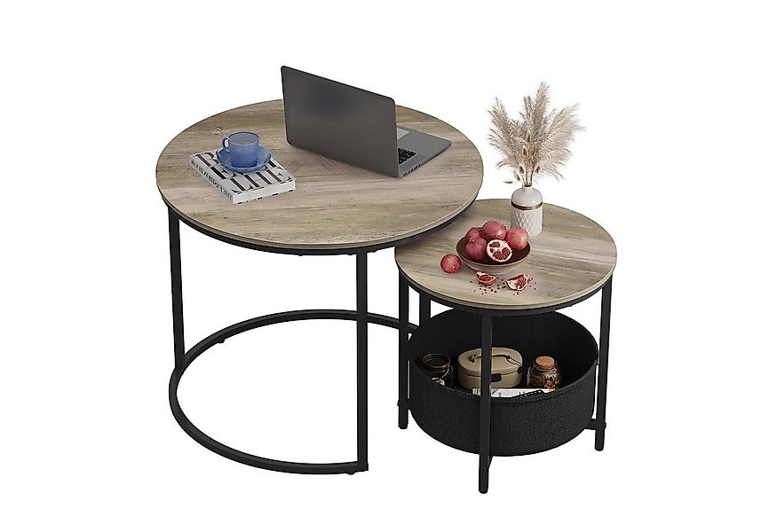 WLIVE Couchtisch Couchtisch 2er‑Satztisch rund mit Stauraum, (Beistelltisch günstig online kaufen