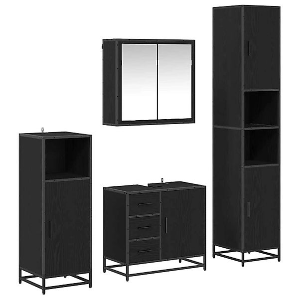 vidaXL Badezimmermöbel Set 4-Tlg Schwarz Eichen-Optik Holzwerkstoff 3402559 günstig online kaufen