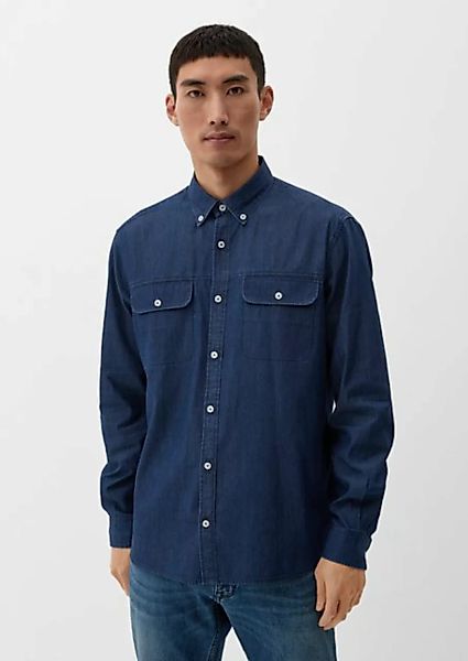 s.Oliver Langarmhemd Regular: Denim-Hemd mit Button Down-Kragen günstig online kaufen