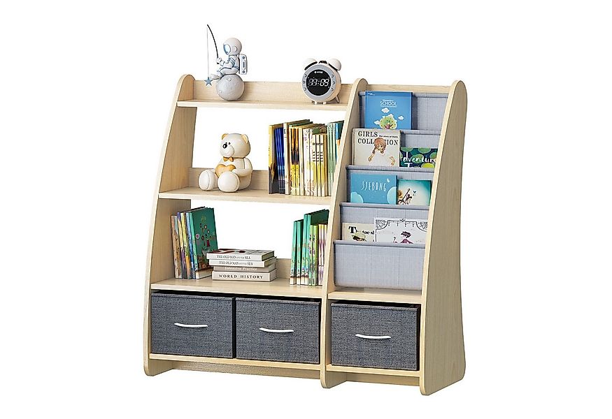 radelldar Spielzeugtruhe Kinderregal Bücherregal, mit 3 Aufbewahrungsboxen günstig online kaufen