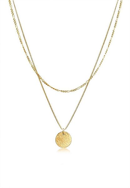 Elli Ketten-Set Layer Münze Figaro Boho 925 Silber, Figaro günstig online kaufen