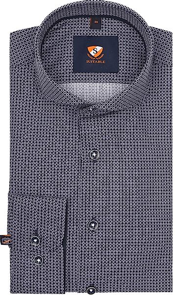 Suitable Hemd Twill Druck Navy - Größe 40 günstig online kaufen