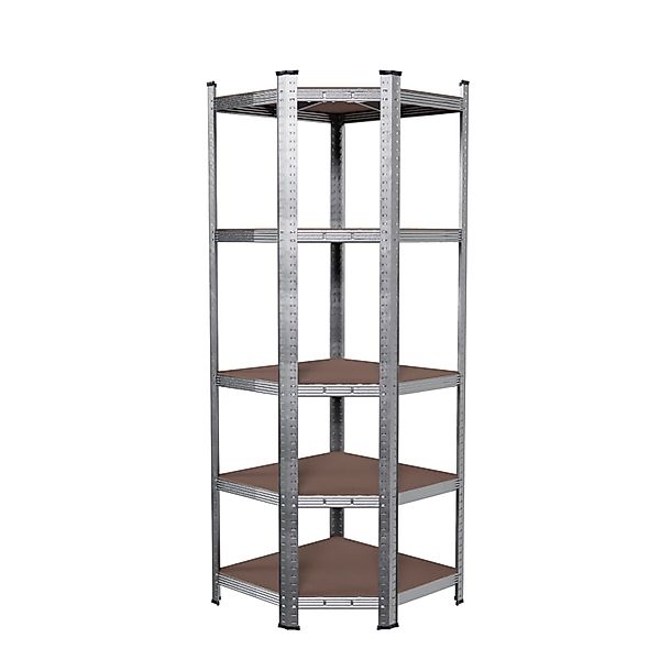TroniTechnik Regal Schwerlastregal mit 5 Holzböden, edel verzinkt, Eckregal günstig online kaufen