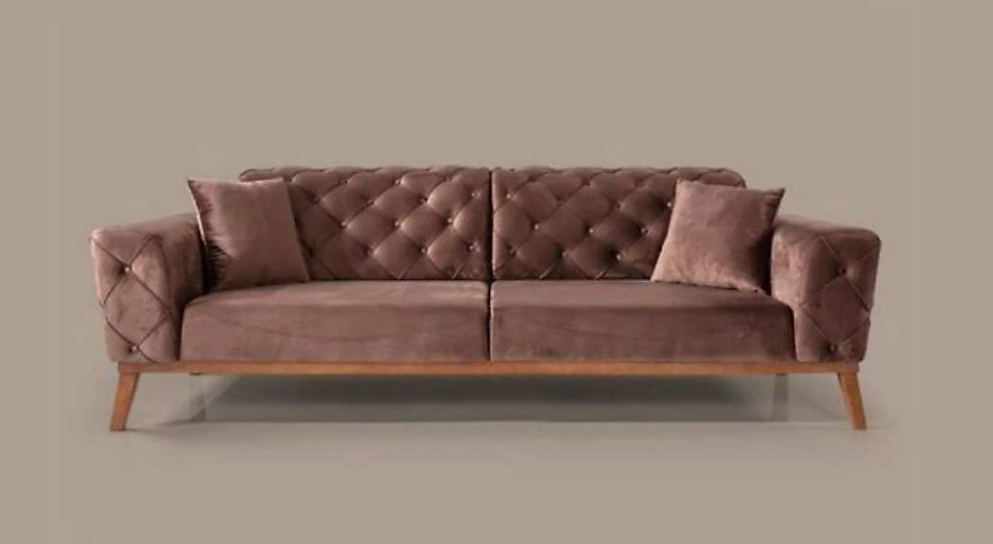 JVmoebel 3-Sitzer Luxus Dreisitzer Chesterfield Couchen Braun Sofas Stoff P günstig online kaufen