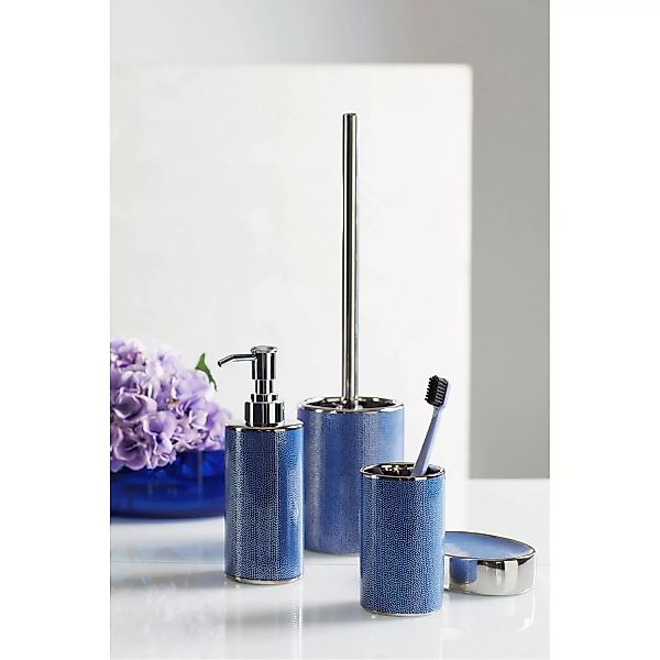 WENKO WC-Garnitur Nuria Silber/Blau, WC-Bürstenhalter aus hochwertiger Kera günstig online kaufen