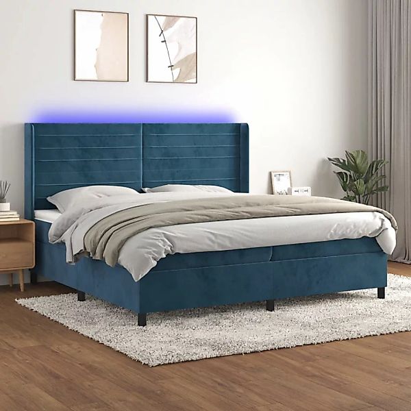 vidaXL Boxspringbett Boxspringbett mit Matratze LED Dunkelblau 200x200 cm S günstig online kaufen