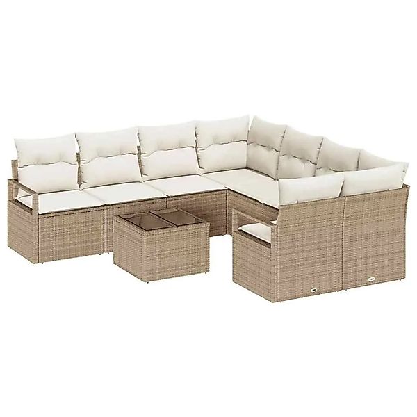 vidaXL Sofa Set mit Kissen 9-Tlg Beige und Creme Poly-Rattan 3346321 günstig online kaufen