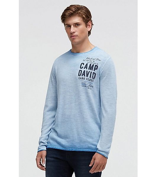 CAMP DAVID Rundhalspullover Pullover Inside Oil Dyed mit Logo Print electri günstig online kaufen