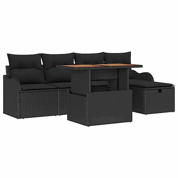 vidaXL Garten-Sofa-Set mit Kissen 6-Tlg Schwarz Poly Rattan 3359936 günstig online kaufen