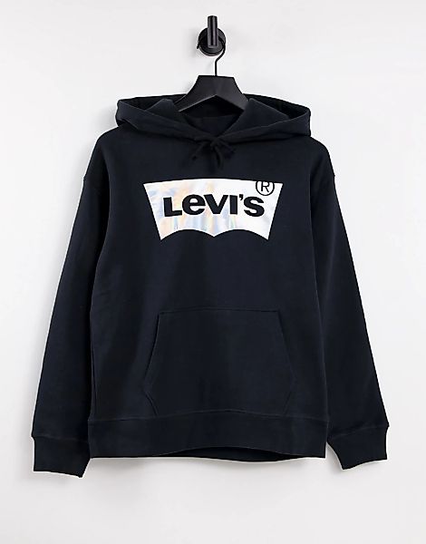 Levi's – Graphic Standard – Kapuzenpullover in Schwarz mit schillerndem Log günstig online kaufen