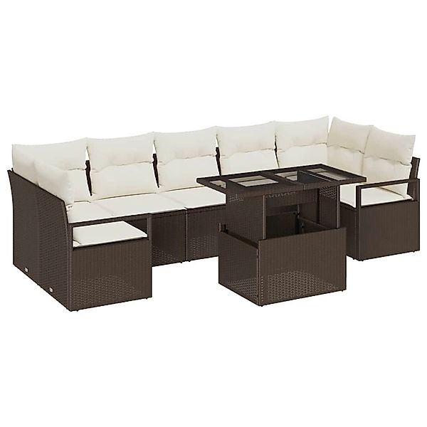 vidaXL Garten-Sofa-Set mit Speicher 8-Tlg Braun Poly Rattan 3357511 günstig online kaufen